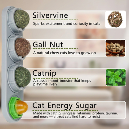Rotating Catnip Ball Toy — Silvervine Wall Stick for Cats