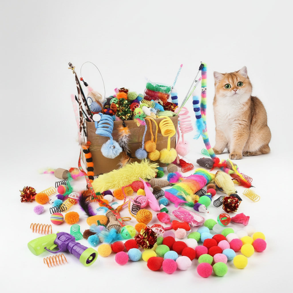 56-Piece Cat Toy Variety Pack — Mixed Interactive Toy Set